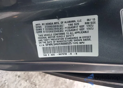 2014 Honda Odyssey Ex-L from USA, damaged, VIN 5FNRL5H62EB006525